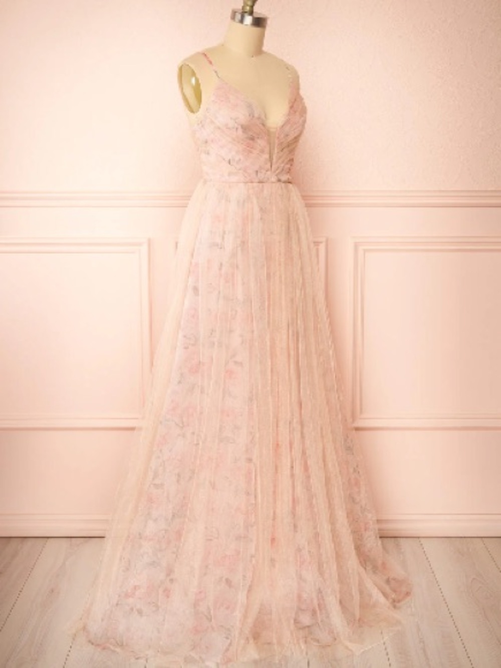 Maniju pink blush maxi floral tulle dress size small size small